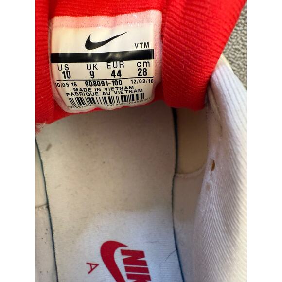 Nike Air‎ Max 1 Men's 10 White Red Running Shoes Sneakers - Picture 7 of 11